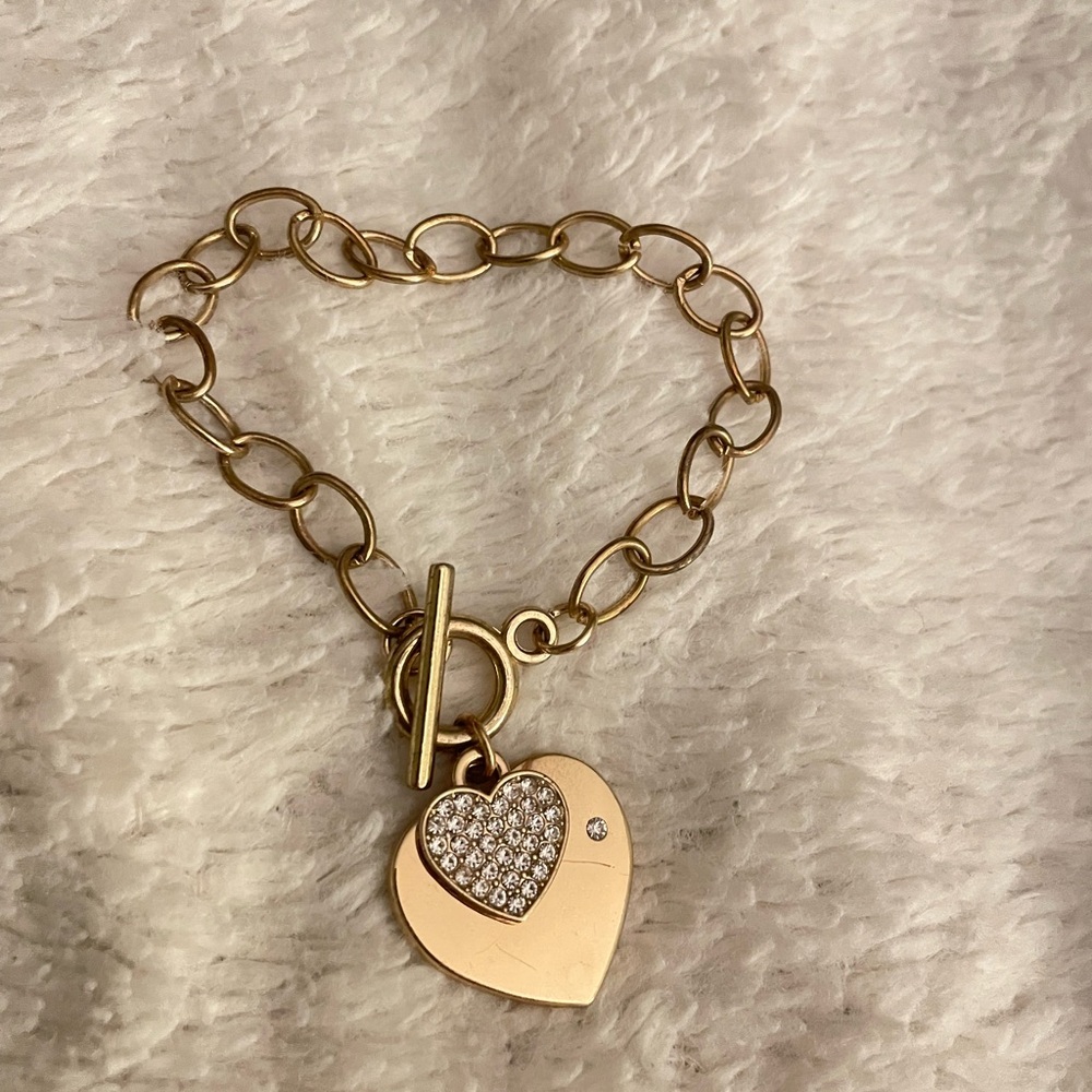 Gold Heart Charm Bracelet